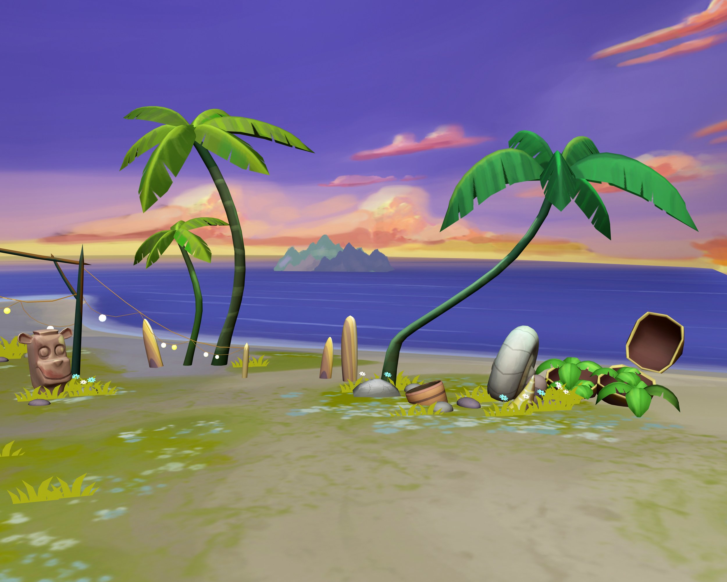 Cartoon beach resort scene